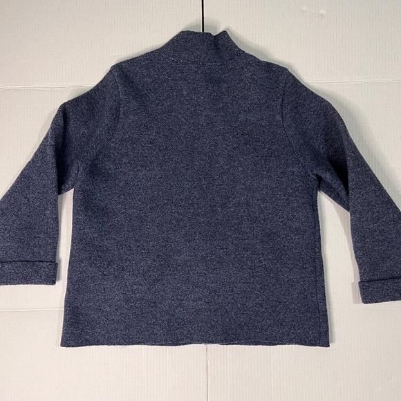 Eileen Fisher womens sz M zip front, 100% wool cardigan, blue/gray, Like New - Picture 9 of 11